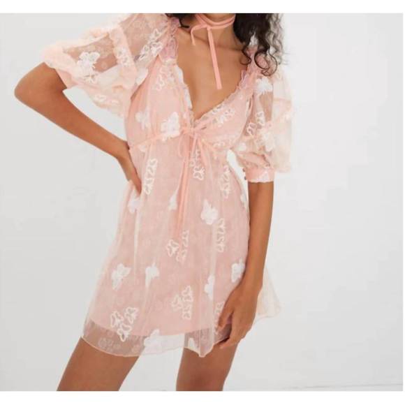 NEW FOR LOVE & LEMONS shari mini dress in blush - Picture 1 of 2